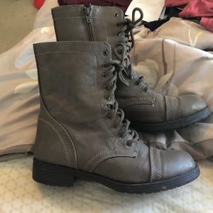 Grey combat boots